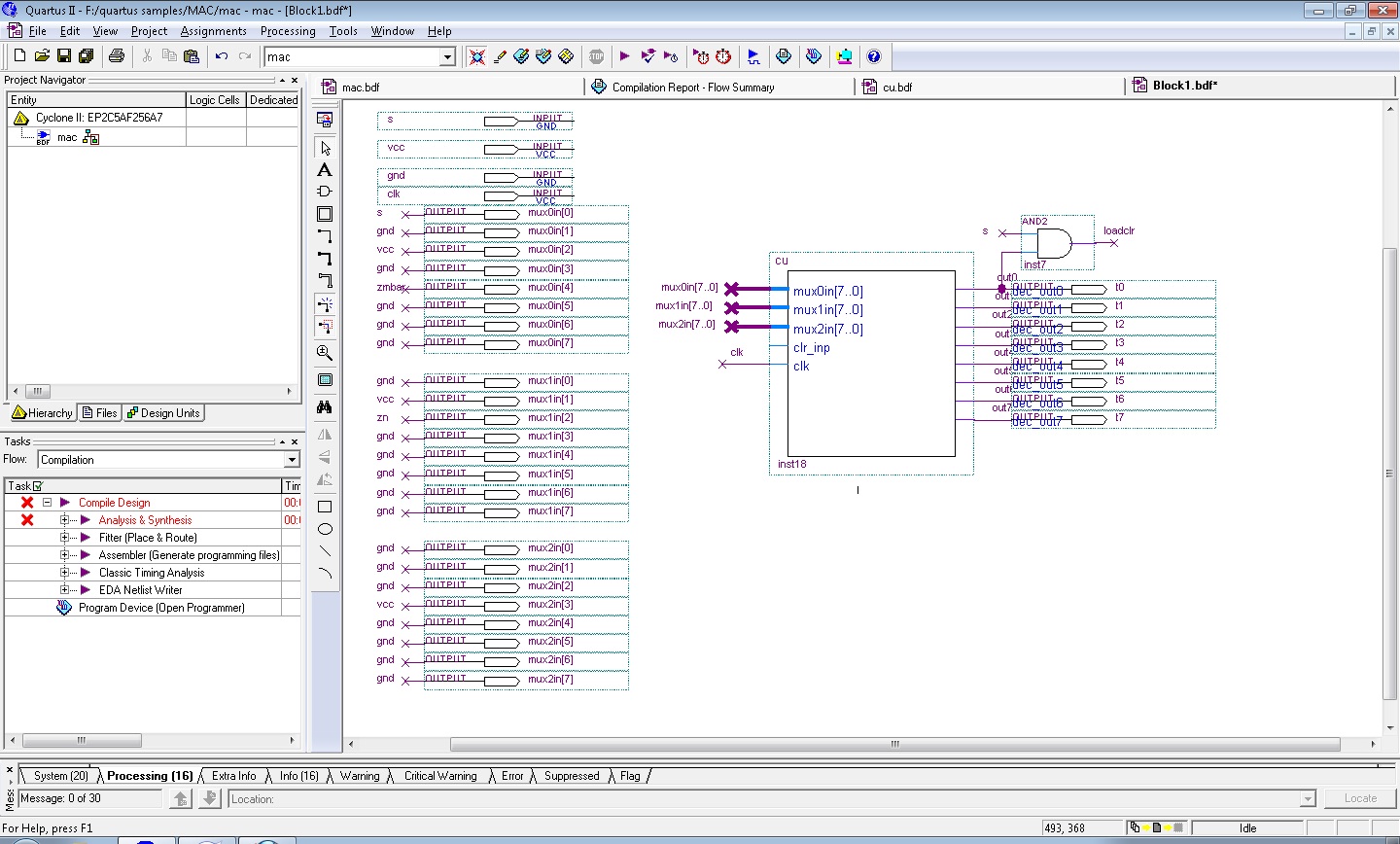 How I can connect different inputs to a single bus in QUARTUS