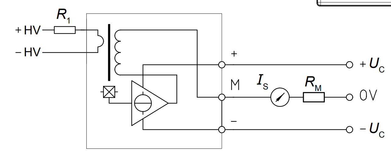 implement the circuit of LV 25-P voltage transducer