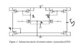 Help in Current Mirror OTA using Cmos 45nm having issues with dc gain  simulation using Hspice