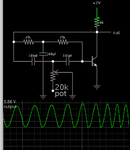 twin-tee oscillator one NPN 7V tunable 30k to 80k Hz.png