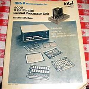 Intel 8008 MCS 8 Microcomputer Kit

The 8008 was packaged as a kit and offered by Intel in November of 1973. 
The cover of the MCS-8 manual shown abov