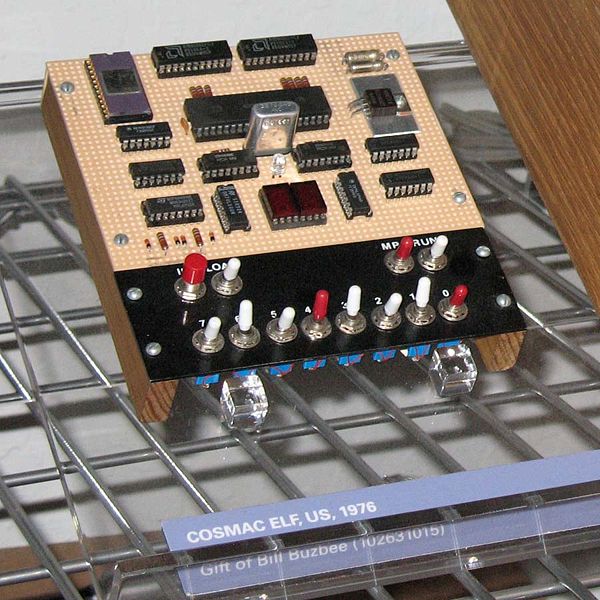 COSMAC ELF
Bill Buzbee built this replica of the prototype that appeared in Popular Electronics (July 1977, page 41.)
 It has the Pixie graphics displ